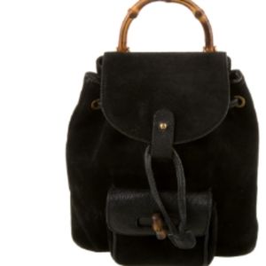 Gucci bamboo tassel black bookbag style purse